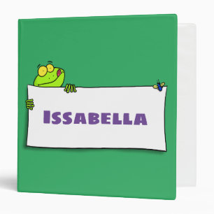 Cute green frog sign cartoon illustration binder