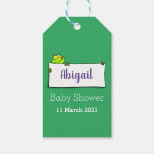 Cute green frog sign cartoon illustration  gift tags