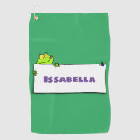 Cute green frog sign cartoon illustration