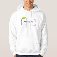 Cute green frog sign cartoon illustration