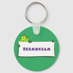 Cute green frog sign cartoon illustration keychain