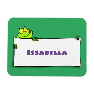 Cute green frog sign cartoon illustration magnet