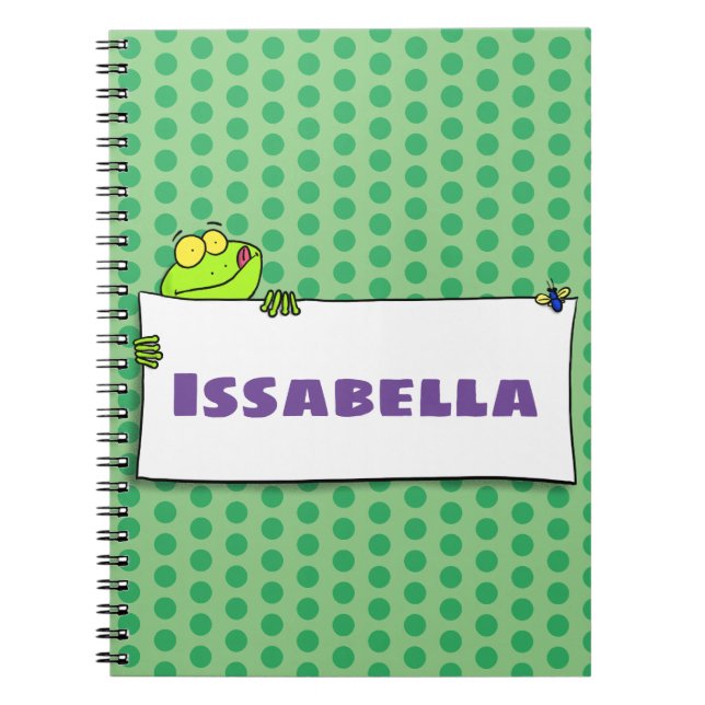 Cute green frog sign cartoon illustration notebook (Front)