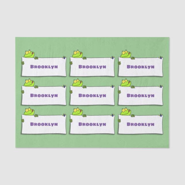 Cute green frog sign cartoon illustration tissue paper (Front)
