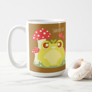 Cute Green Frog Sitting In Nature Coffee Mug