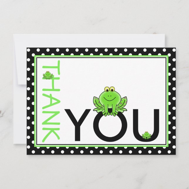 Cute Green Frog Thank You Note Card (Front)