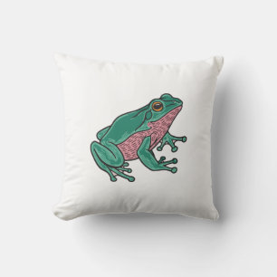 Cute Green frog Throw Pillow