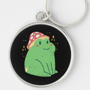 Cute Green Frog with Mushroom Hat Keychain