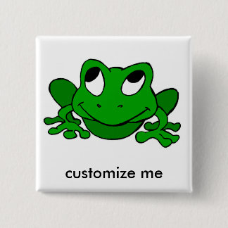 Cute Green Froggie 2 Inch Square Button