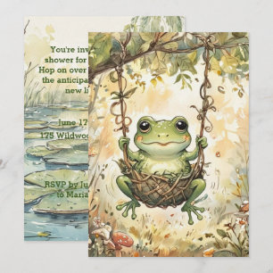 Cute Green Froggy Baby Shower Invitation