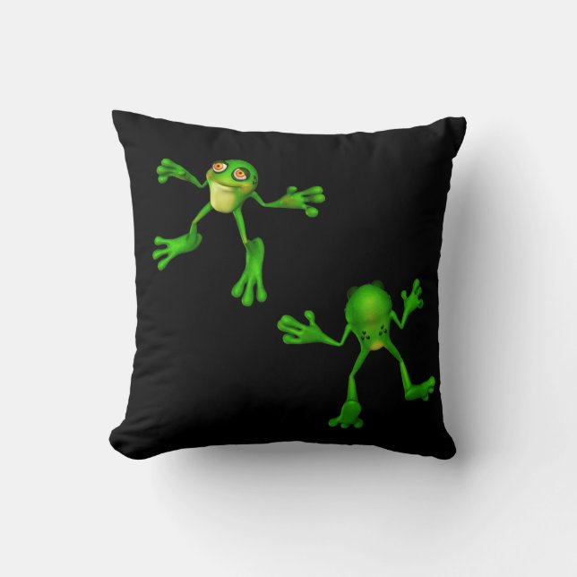 Cute Green Froggy Throw Pillow (Front)
