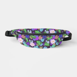 Cute Green Frogs Purple vFanny Pack