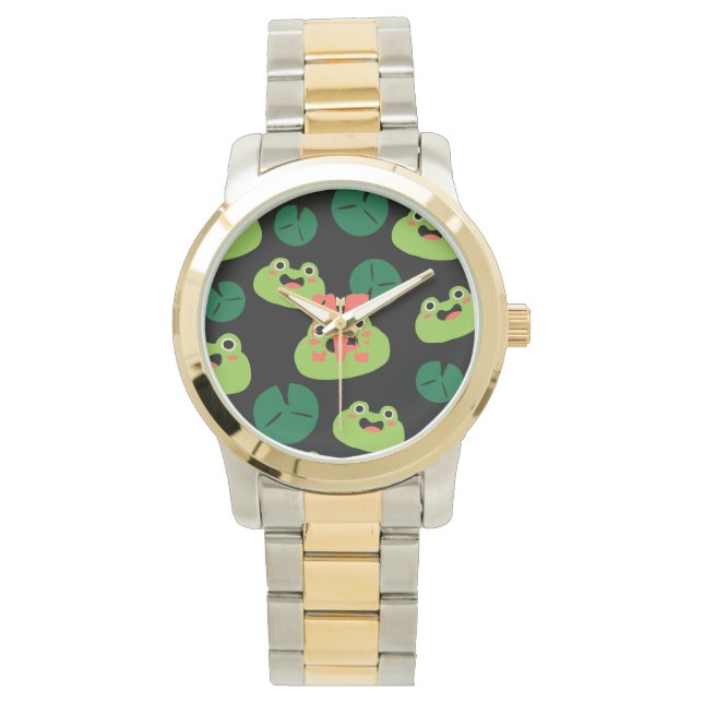 Cute Green Frogs   Watch (Front)