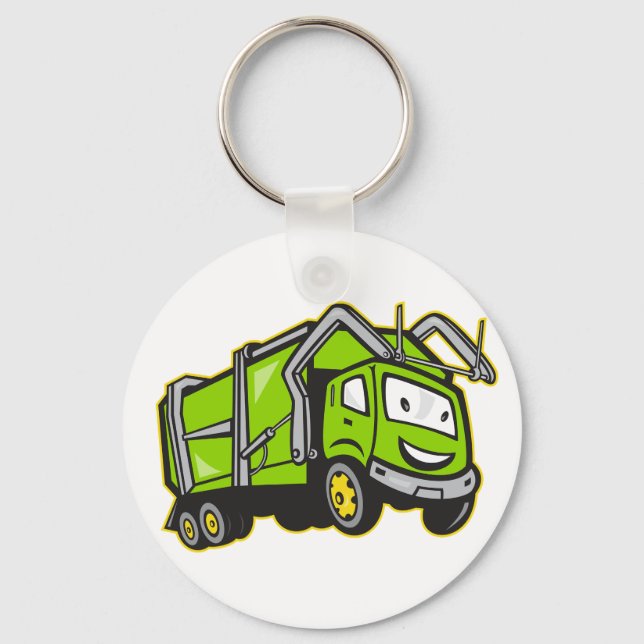 Cute Green Garbage Truck Keychain (Front)