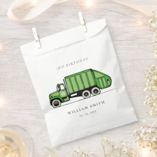 Cute Green Garbage Truck Kids Any Age Birthday Favour Bag