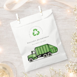 Cute Green Garbage Truck Kids Any Age Birthday Favour Bag