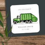 Cute Green Garbage Truck Kids Any Age Birthday Square Sticker<br><div class="desc">A Fun Cute Boys GARBAGE TRUCK THEME BIRTHDAY Collection.- it's an Elegant Simple Minimal sketchy Illustration of green garbage recycle truck,  perfect for your little ones birthday party. It’s very easy to customize,  with your personal details. If you need any other matching product or customization,  kindly message via Zazzle.</div>