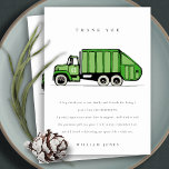 Cute Green Garbage Truck Kids Any Age Birthday  Thank You Card<br><div class="desc">A Fun Cute Boys GARBAGE TRUCK THEME BIRTHDAY Collection.- it's an Elegant Simple Minimal sketchy Illustration of green garbage recycle truck,  perfect for your little ones birthday party. It’s very easy to customize,  with your personal details. If you need any other matching product or customization,  kindly message via Zazzle.</div>