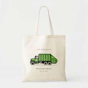 Cute Green Garbage Truck Kids Any Age Birthday Tote Bag