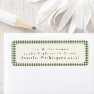 Cute Green Gingham Plaid Custom Return Address