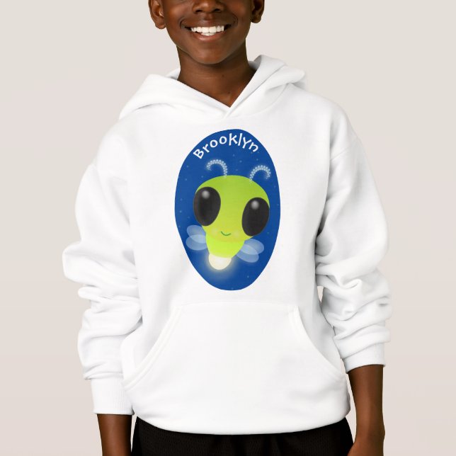 Cute green glow bug firefly cartoon illustration (Front)
