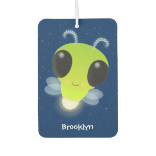Cute green glow bug firefly cartoon illustration air freshener