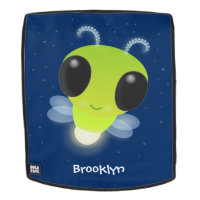 Cute green glow bug firefly cartoon illustration