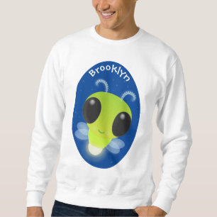 Cute green glow bug firefly cartoon illustration sweatshirt