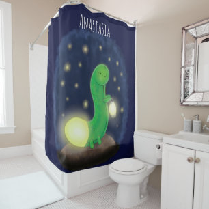 Cute green glow worm cartoon illustration