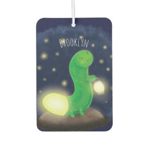 Cute green glow worm cartoon illustration air freshener