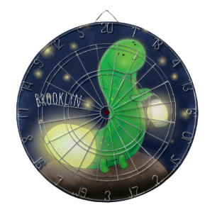 Cute green glow worm cartoon illustration dartboard