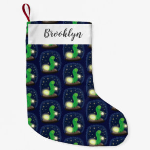 Cute green glow worm cartoon illustration small christmas stocking