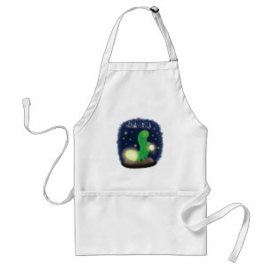Cute green glow worm cartoon illustration standard apron
