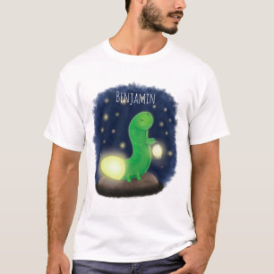 Cute green glow worm cartoon illustration T-Shirt