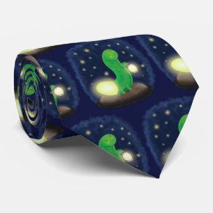 Cute green glow worm cartoon illustration tie