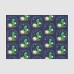 Cute green glow worm cartoon illustration tissue paper