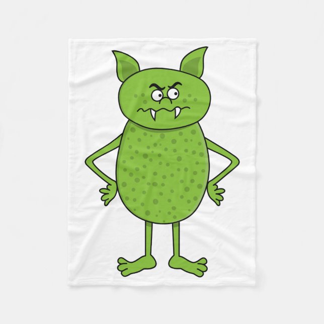 Cute green goblin cartoon fleece blanket (Front)