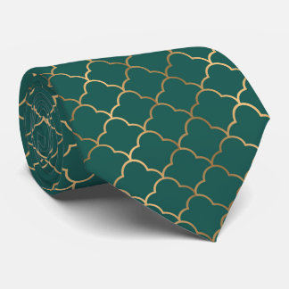 Cute green gold art deco pattern tie
