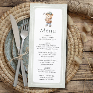 Cute Green Golf Bear Custom Baby Shower Menu