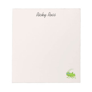 Cute green grasshopper purple notepad