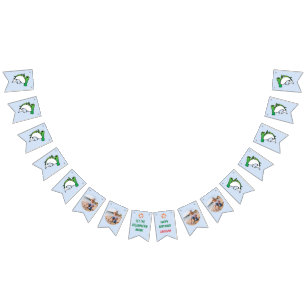 Cute Green Hammerhead Shark Kids Birthday Photo Bunting Flags