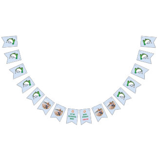 Cute Green Hammerhead Shark Kids Birthday Photo Bunting Flags