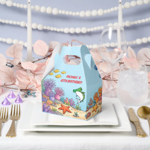 Cute Green Hammerhead Shark Ocean Birthday Favor Box