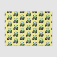 Cute green happy farm tractor cartoon illustration
