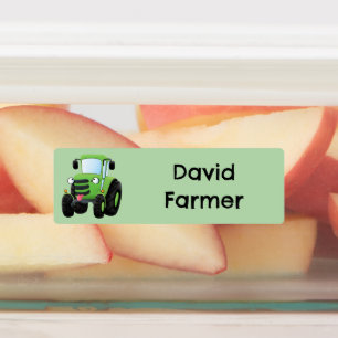 Cute green happy farm tractor cartoon personalized