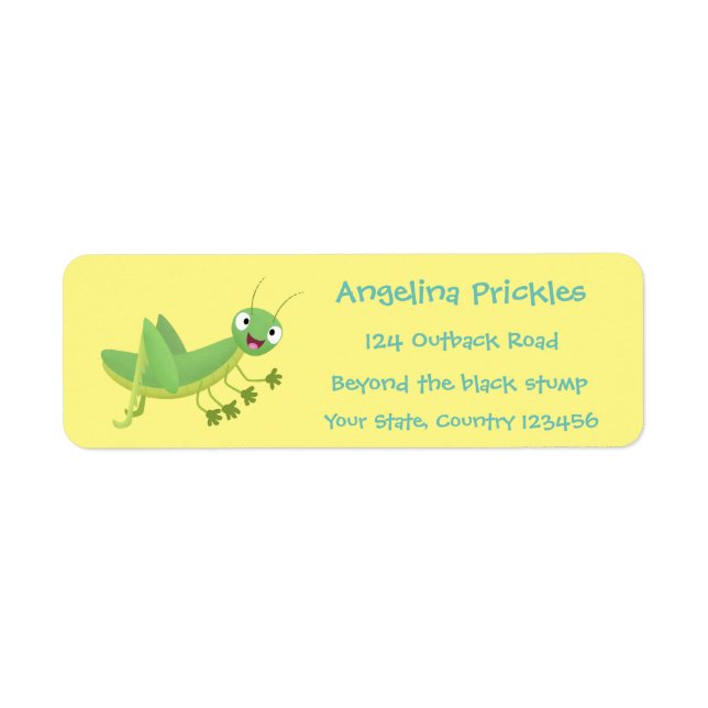 Cute green happy grasshopper cartoon (Front)