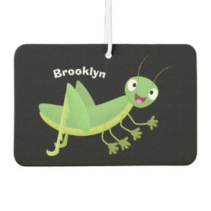 Cute green happy grasshopper cartoon air freshener