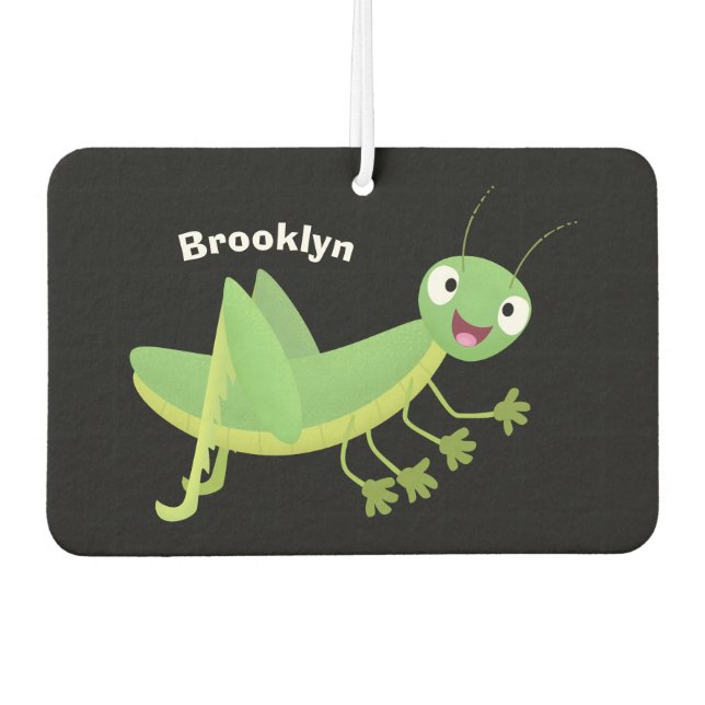 Cute green happy grasshopper cartoon  air freshener (Front)