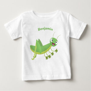 Cute green happy grasshopper cartoon baby T-Shirt