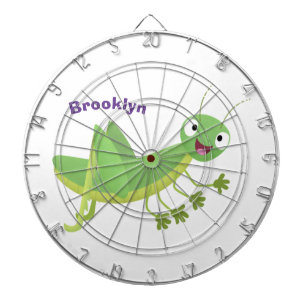 Cute green happy grasshopper cartoon dartboard